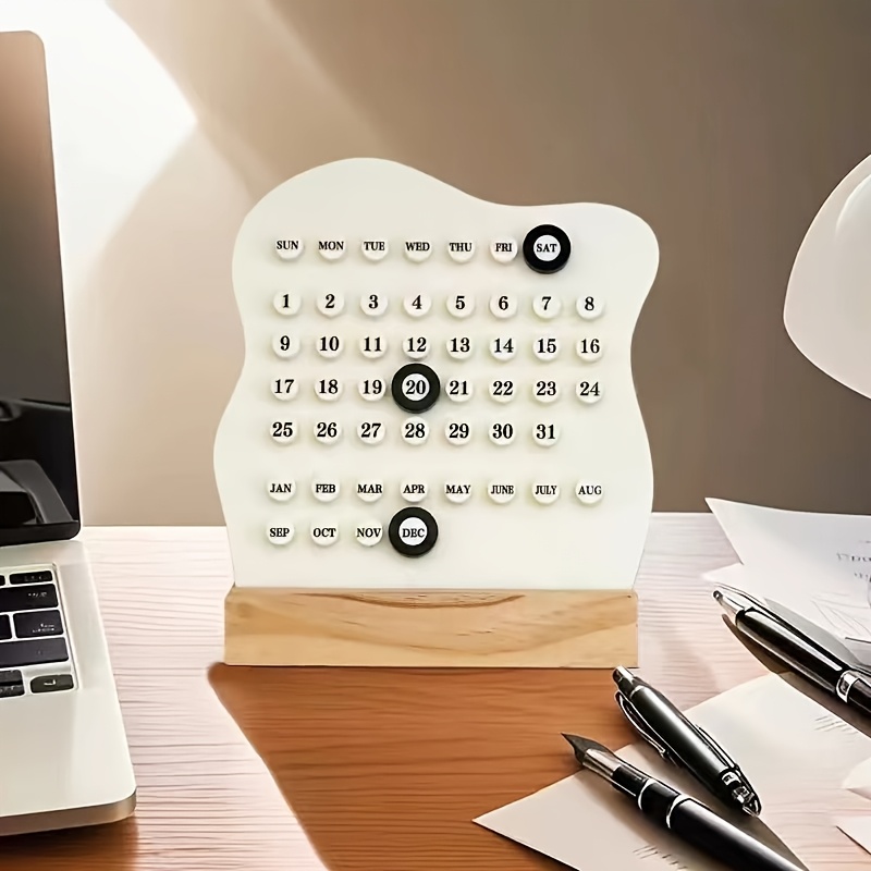 1/2pcs Wooden DIY Desktop Calendar, Creative Office Desktop Decoration, Holiday Decorative Calendar, High-Appearance Calendar, Perfect for Daily Planning, Study Gifts, and Desktop Accessories, Daily Schedule Planner, Ideal for Back-to-School Supplies