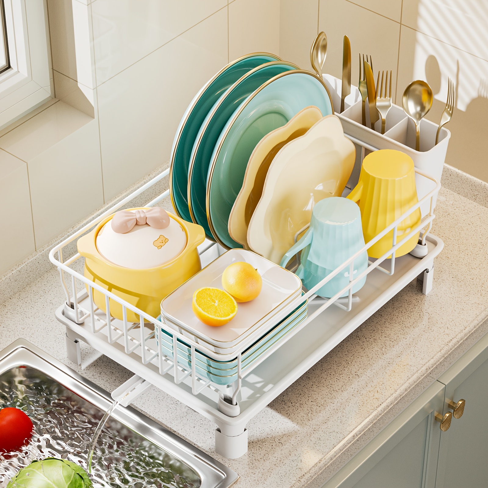 Space-Saving Dish Rack with Cutlery Holder & Drainboard – Only RM17.99! Limited Stock Available!